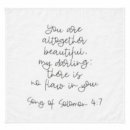 Song of Solomon 4:7 Scripture Swaddle + Wall Art shown fully open and flat on a white background.