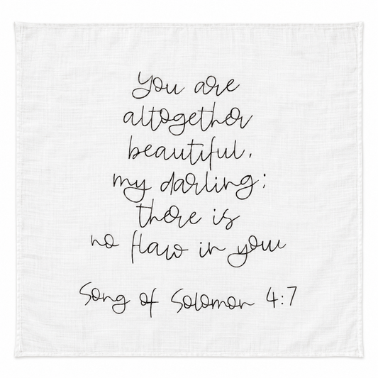Song of Solomon 4:7 Scripture Swaddle + Wall Art shown fully open and flat on a white background.
