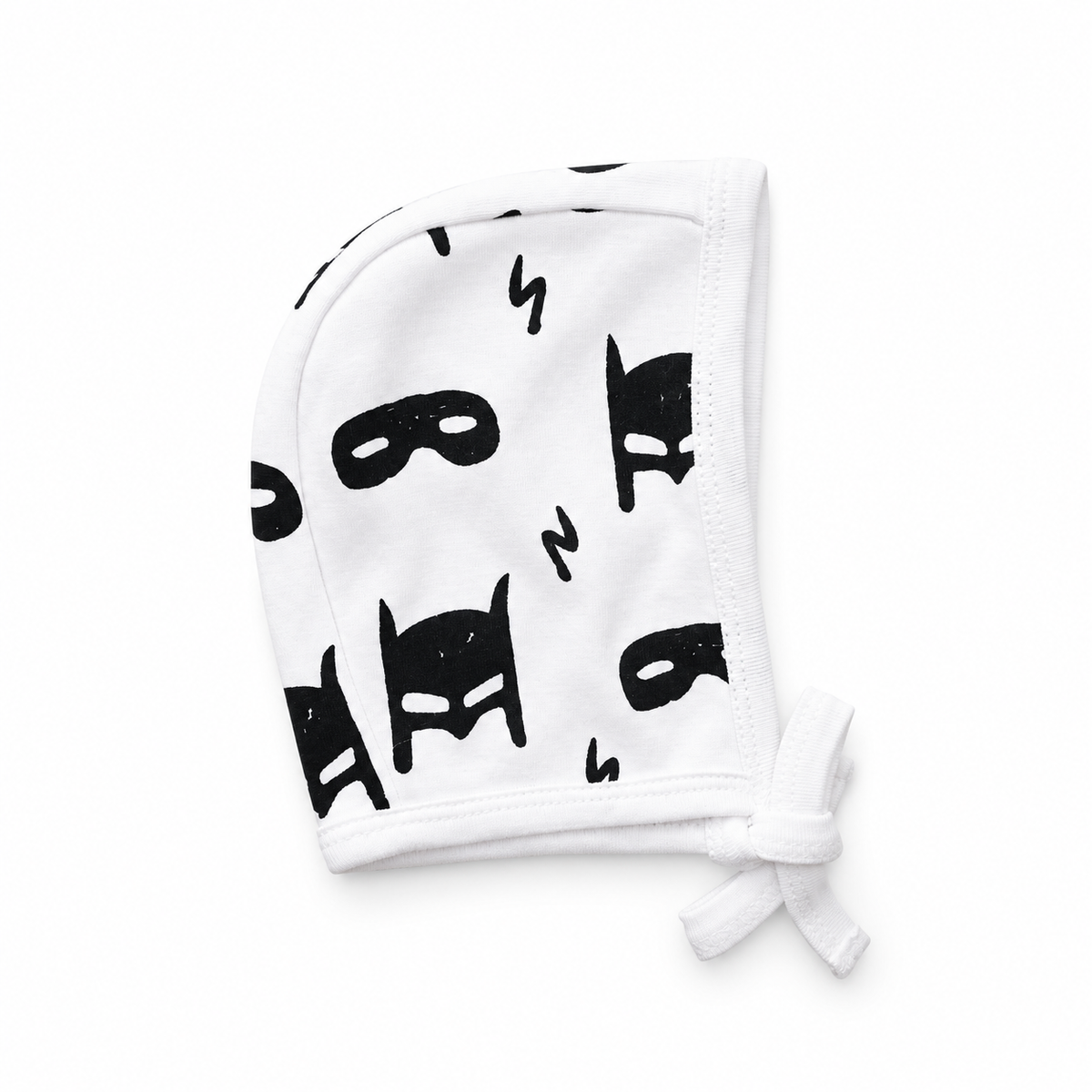 Organic Baby Bonnet | Signature Prints | 0-6 Months / B+W Hero Struck © — studio product view