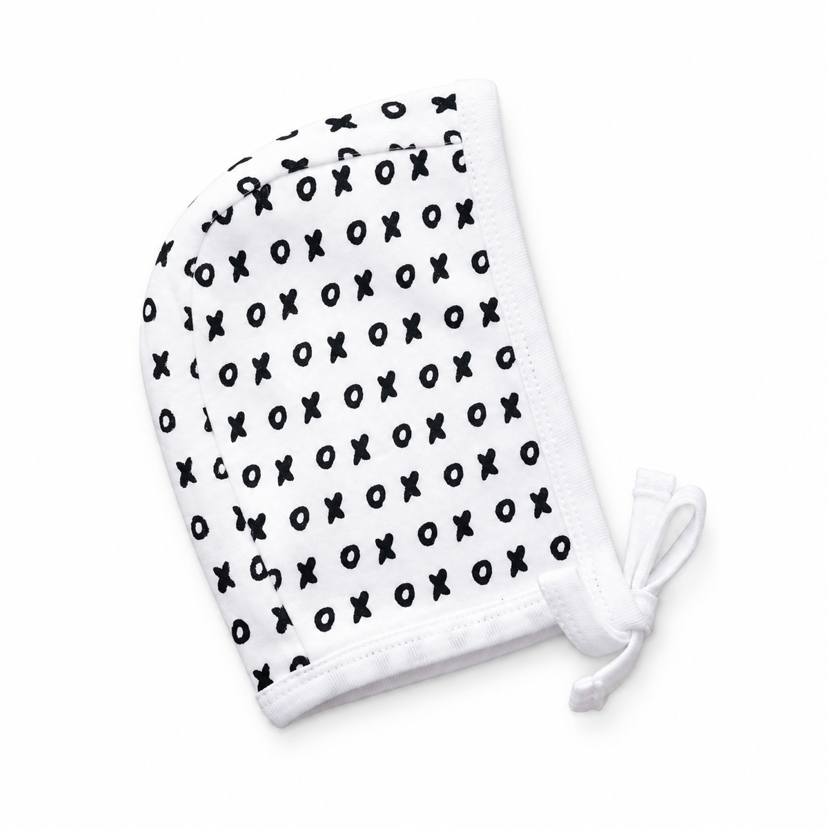 Organic Baby Bonnet | Signature Prints | 0-6 Months / B+W XO — studio product view