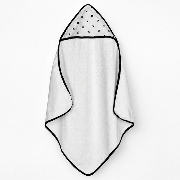 Swiss Cross Muslin + Terry Hooded Baby Towel — open towel studio view