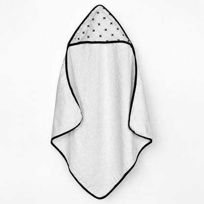 Swiss Cross Muslin + Terry Hooded Baby Towel — open towel studio view