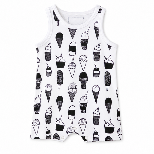 Modern Burlap tank ice cream love, full front studio view