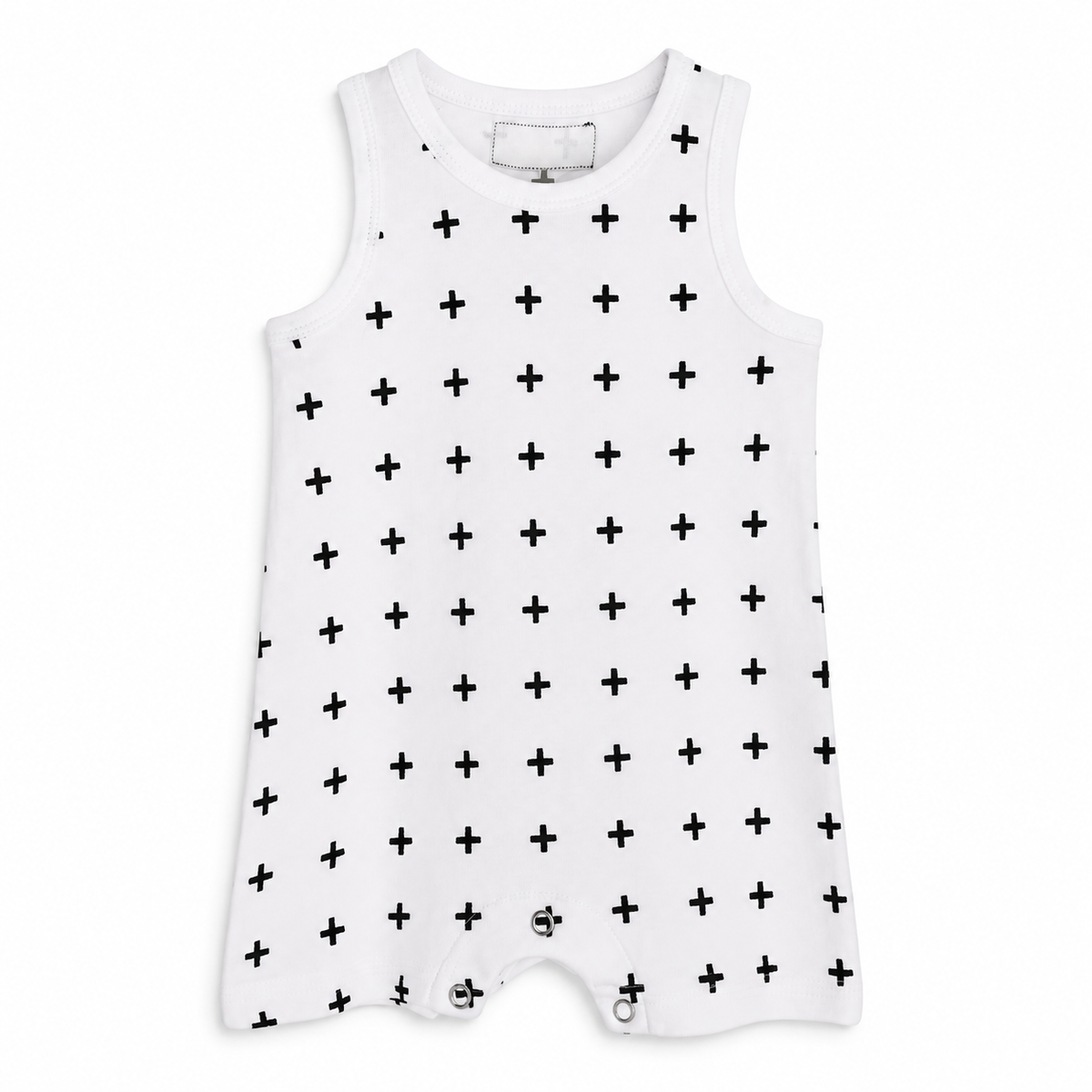 Modern Burlap tank swiss cross, full front studio view