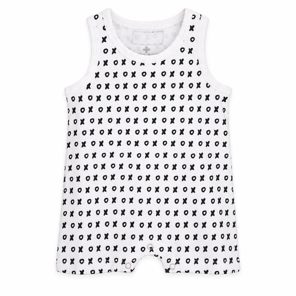 Modern Burlap tank xo, full front studio view