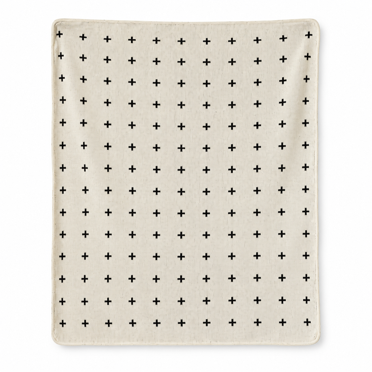 Mini Swiss Cross Recycled Cotton Throw Blanket — Natural, studio design reference on white.