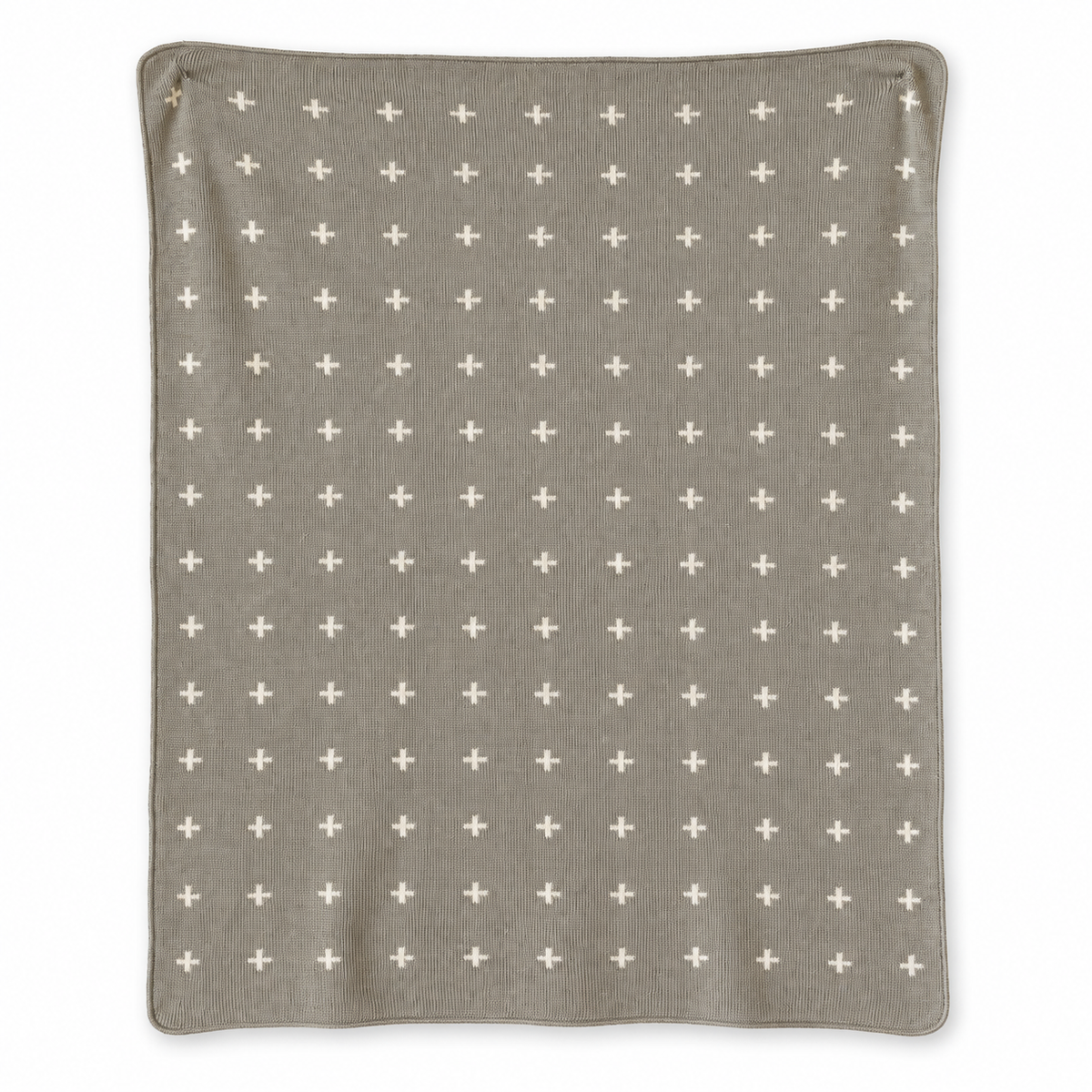 Mini Swiss Cross Recycled Cotton Throw Blanket — Topo, studio design reference on white.