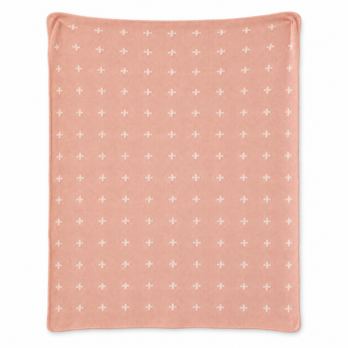 Mini Swiss Cross Recycled Cotton Throw Blanket — Cameo Pink, studio design reference on white.
