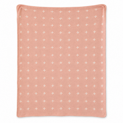 Mini Swiss Cross Recycled Cotton Throw Blanket — Cameo Pink, studio design reference on white.