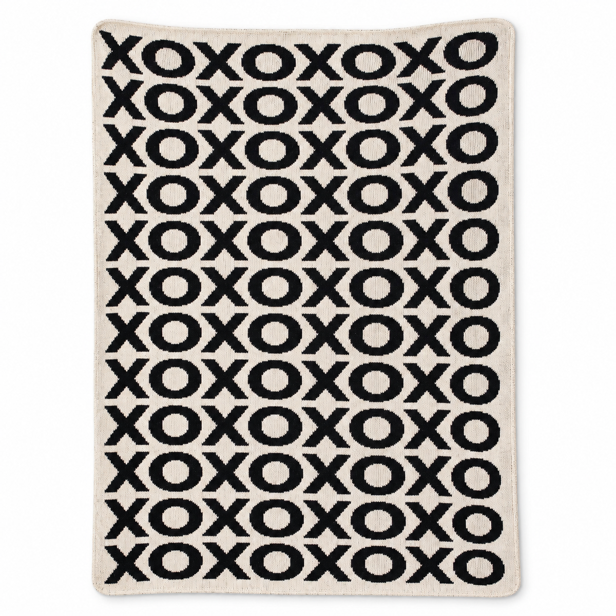 XO Recycled Cotton Throw Blanket | Expanded Color Collection — Natural, studio design reference on white.