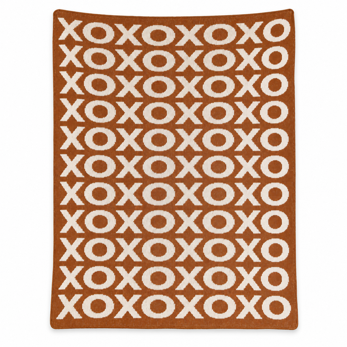 XO Recycled Cotton Throw Blanket | Expanded Color Collection — Caramel, studio design reference on white.