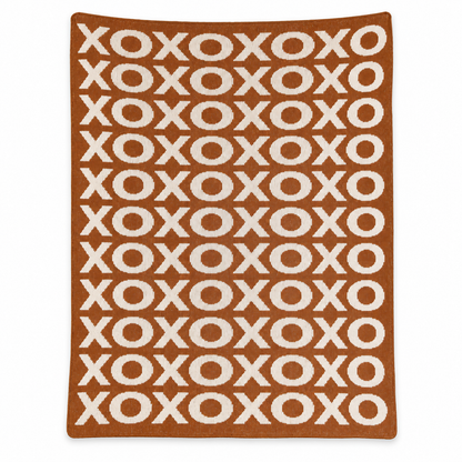 XO Recycled Cotton Throw Blanket | Expanded Color Collection — Caramel, studio design reference on white.