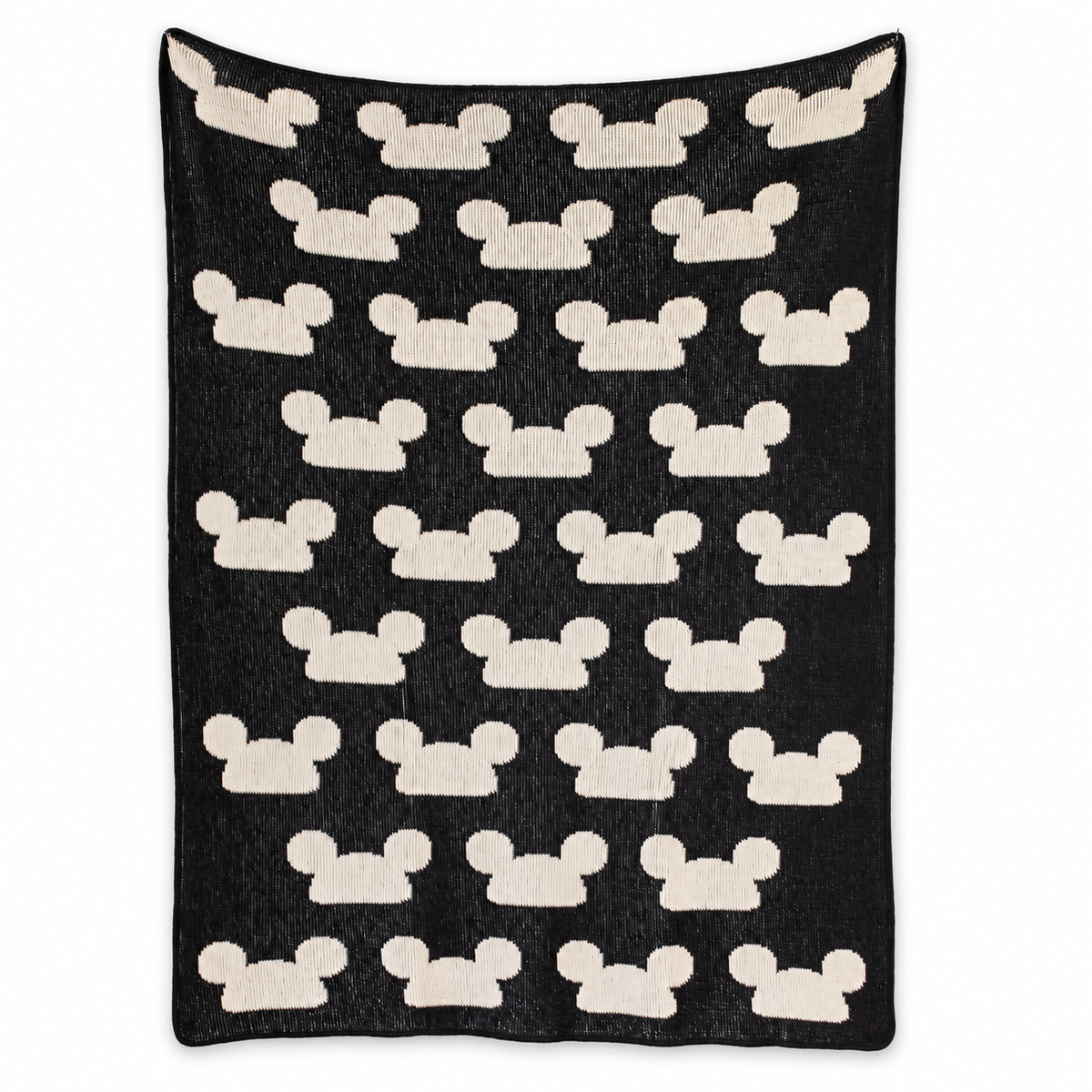 One of a Kind Recycled Cotton Blend Knit Throws — Modern Mouse Black 30X40, studio design reference on white. Individual sample condition may vary.