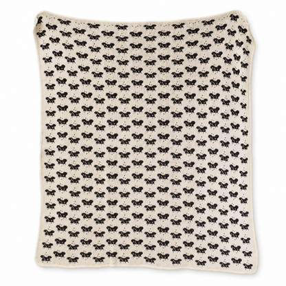 One-of-a-kind sample throw blanket — Messy Mouse Mini | Natural. Design reference; approximately 30 x 40 inches, made in the USA.