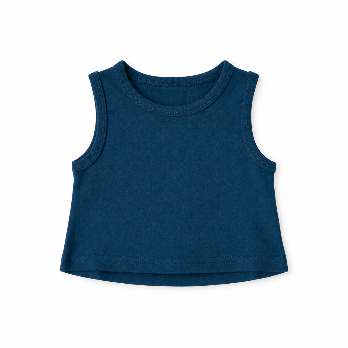 Organic Baby + Kids Tank in Sailor Blue, studio product view on white.