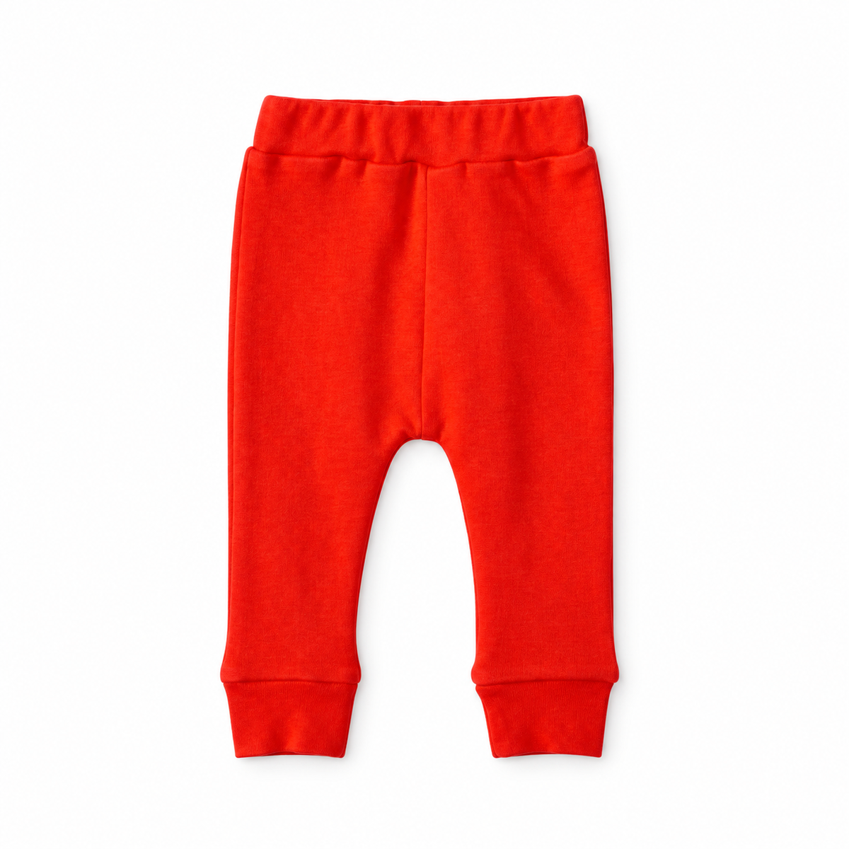 Organic Baby + Toddler Basic Pants in Cherry Tomato, studio product view on white.
