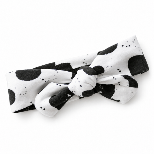 Organic Cotton Headband | Colors + Prints in B+W Modern Mouse, studio product photo on white.