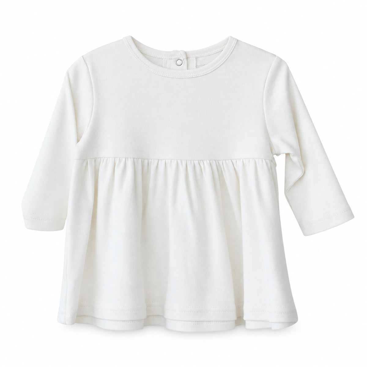 Organic Baby + Kids Long Sleeve Dress | Solid Colors in Eggnog, studio product photo on white.