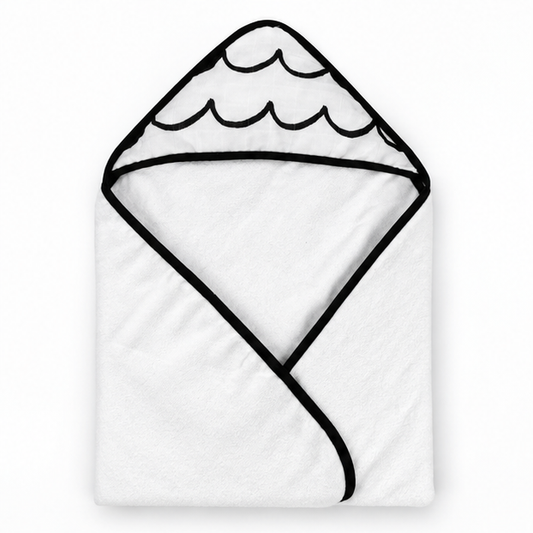 Waves Muslin + Terry Hooded Baby Towel — folded studio view on white