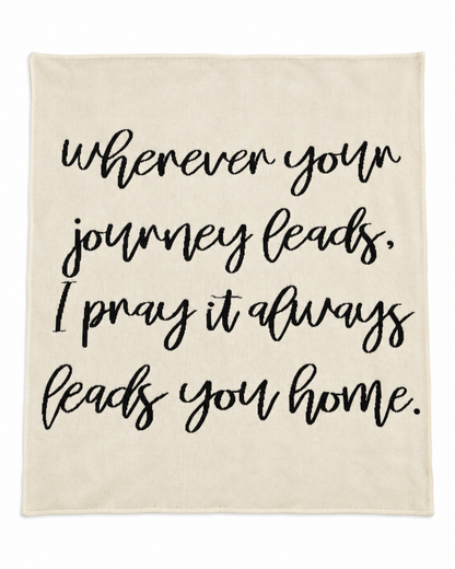 Wherever Your Journey Recycled Cotton Throw Blanket — full blanket design on white