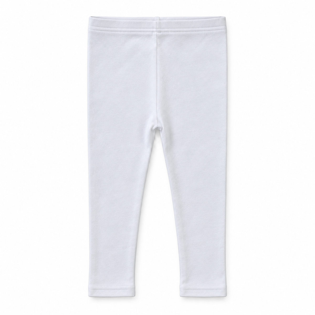 Organic Baby + Kids Leggings in white, front studio view on white.