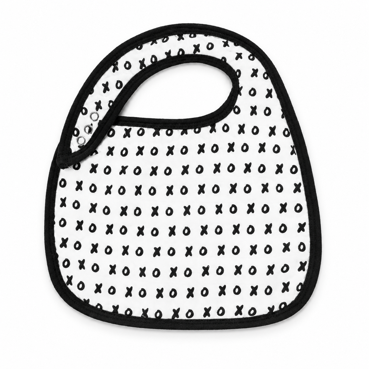 XO organic muslin bib from Modern Burlap, front studio view on white.