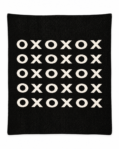 XO Recycled Cotton Throw Blanket — full blanket design on white