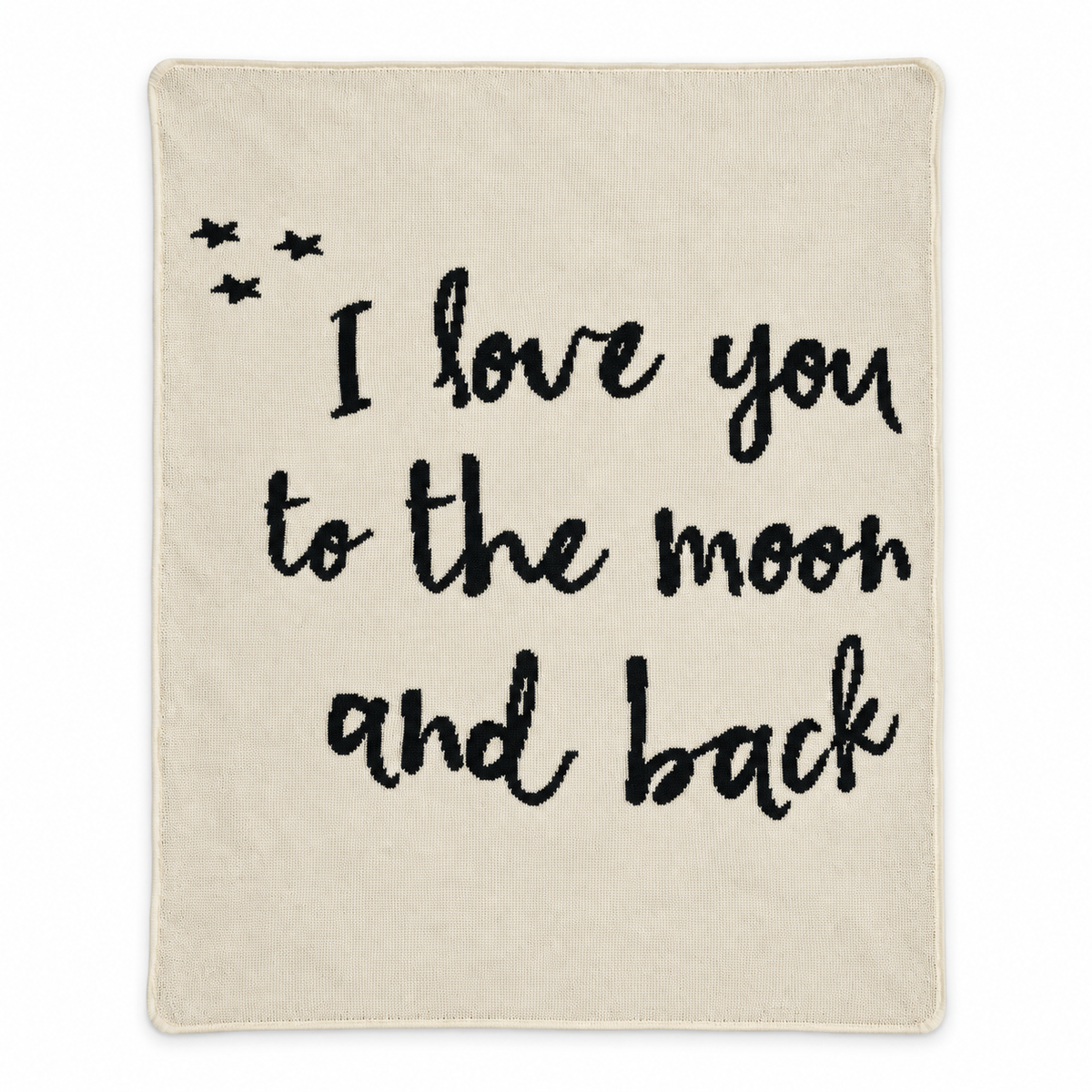 Love You to the Moon and Back recycled cotton blanket — Natural studio flat lay