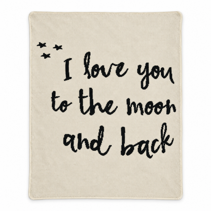 Love You to the Moon and Back recycled cotton blanket — Natural studio flat lay