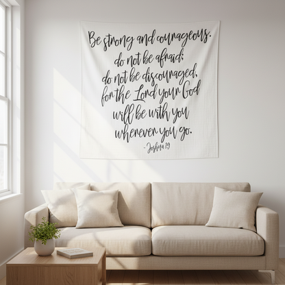 Joshua 1:9 Scripture Swaddle + Wall Art | GOTS Certified Organic Cotton Muslin