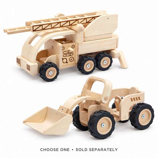 PlanToys Fire Truck and Bulldozer — choose one, sold separately