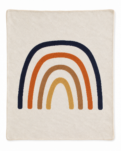 Rainbow recycled cotton blanket — Navy studio flat lay