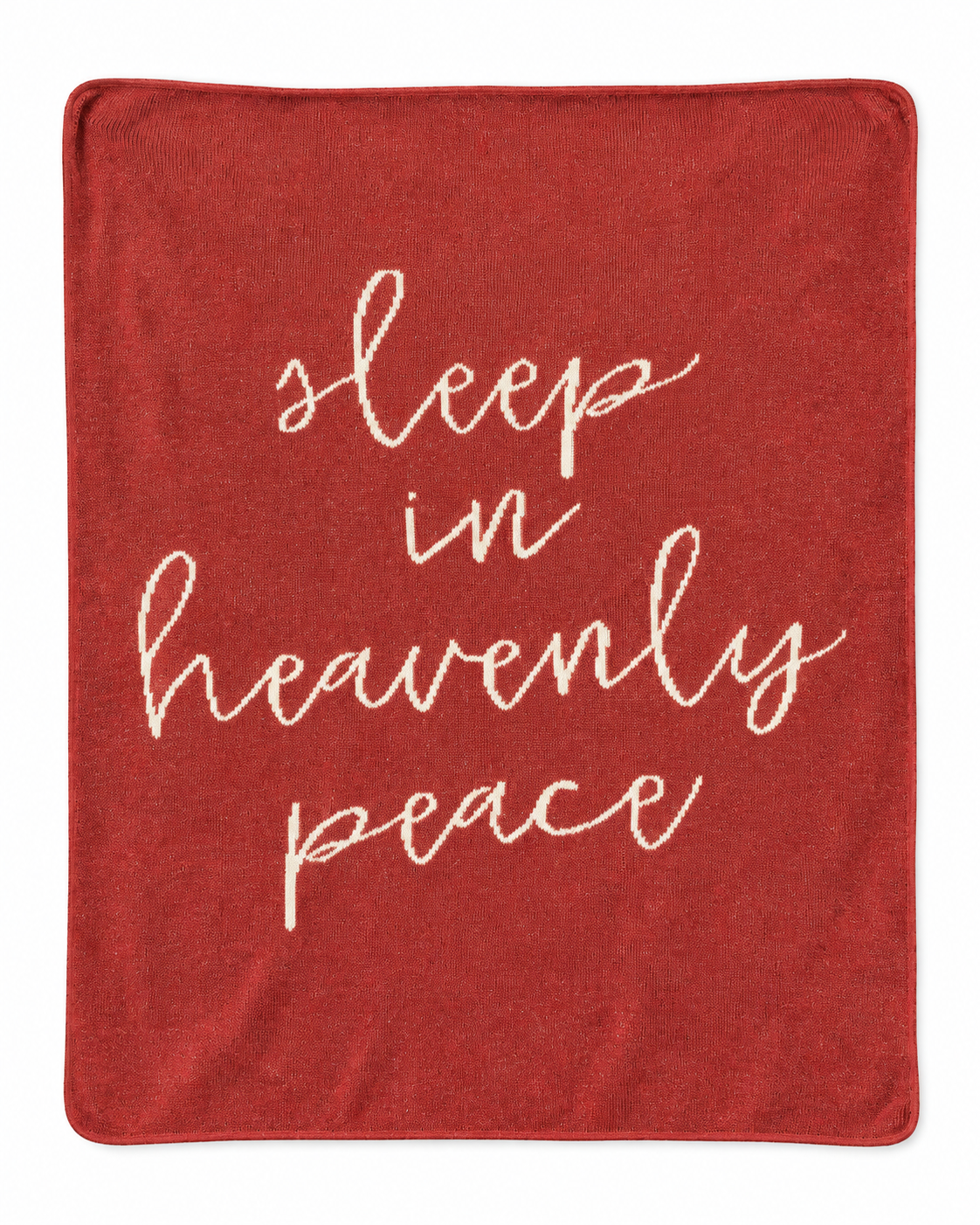 Sleep in Heavenly Peace recycled cotton blanket — Rust Red studio view