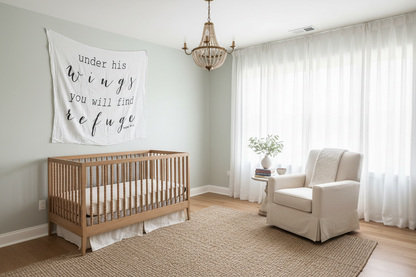 Psalm 91:4 Scripture Swaddle + Wall Art | GOTS Certified Organic Cotton Muslin
