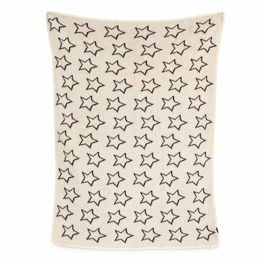 Stars Recycled Cotton Throw Blanket — full blanket on a white studio background.