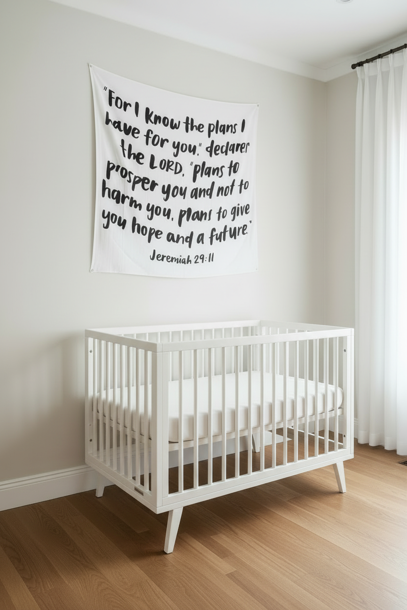 Jeremiah 29:11 Scripture swaddle and wall art by Modern Burlap