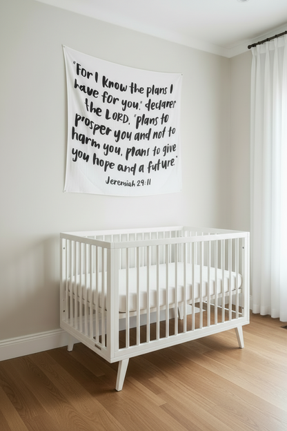 Jeremiah 29:11 Scripture swaddle and wall art by Modern Burlap