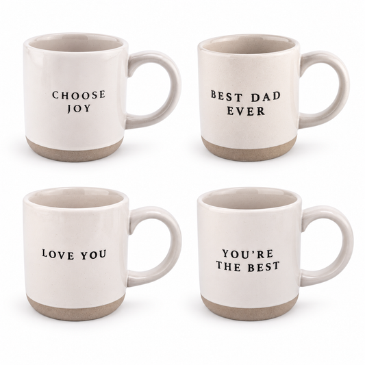 14 oz Stoneware Mug | Choose Your Design | Sweet Water Decor — all options: Choose Joy, Best Dad Ever, Love You, You're the Best; choose one option.