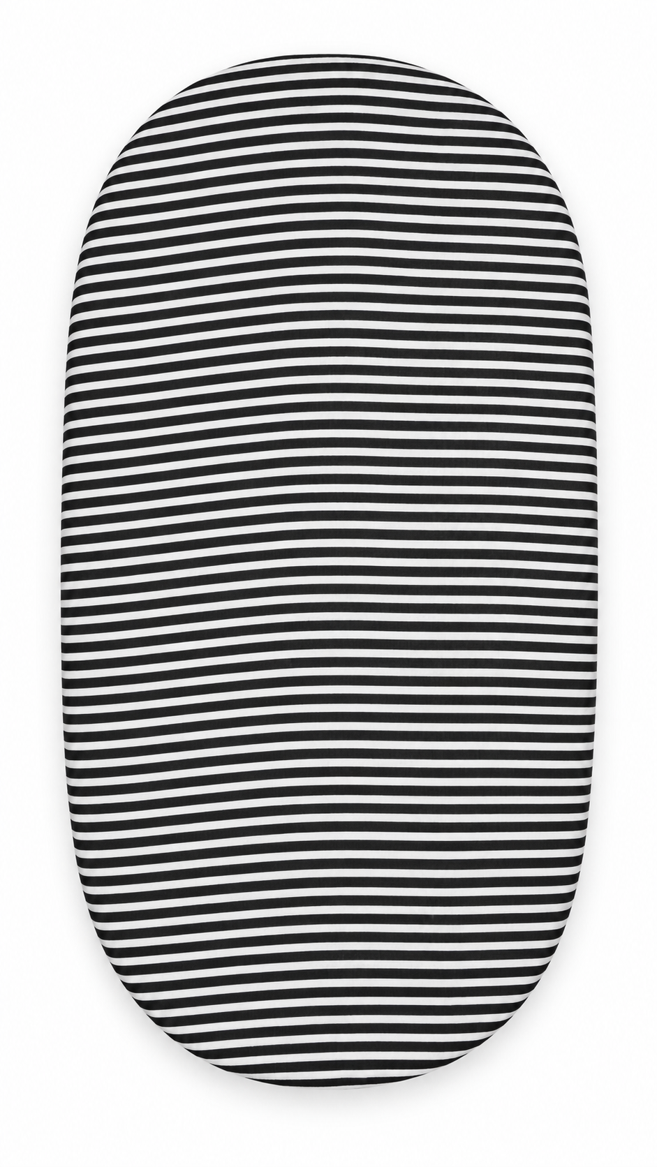 Stripes organic muslin bassinet and small changing pad sheet, fitted product view. Sheet sold separately; pad not included.