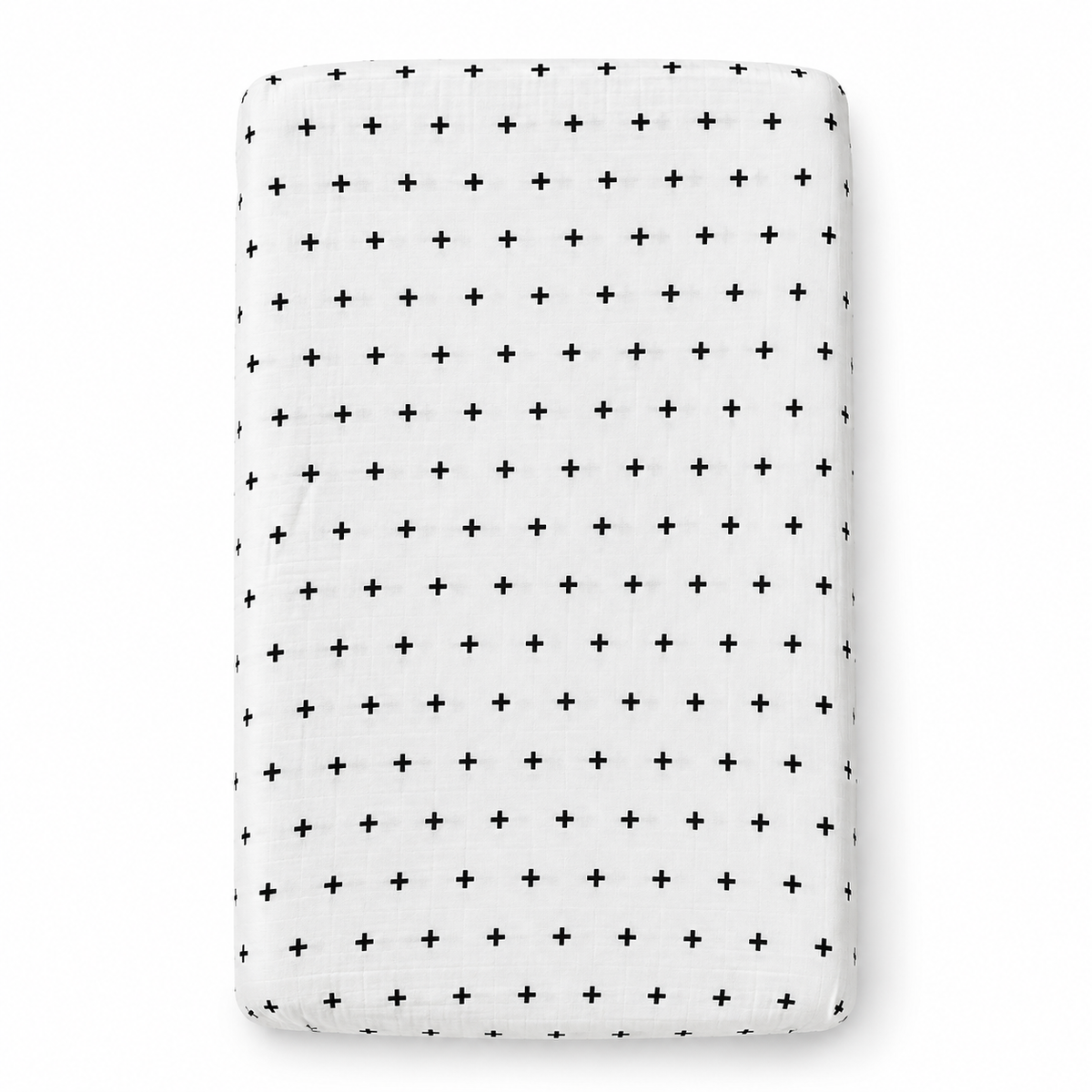 Swiss Cross organic changing pad cover fitted on a rectangular pad, shown on white.