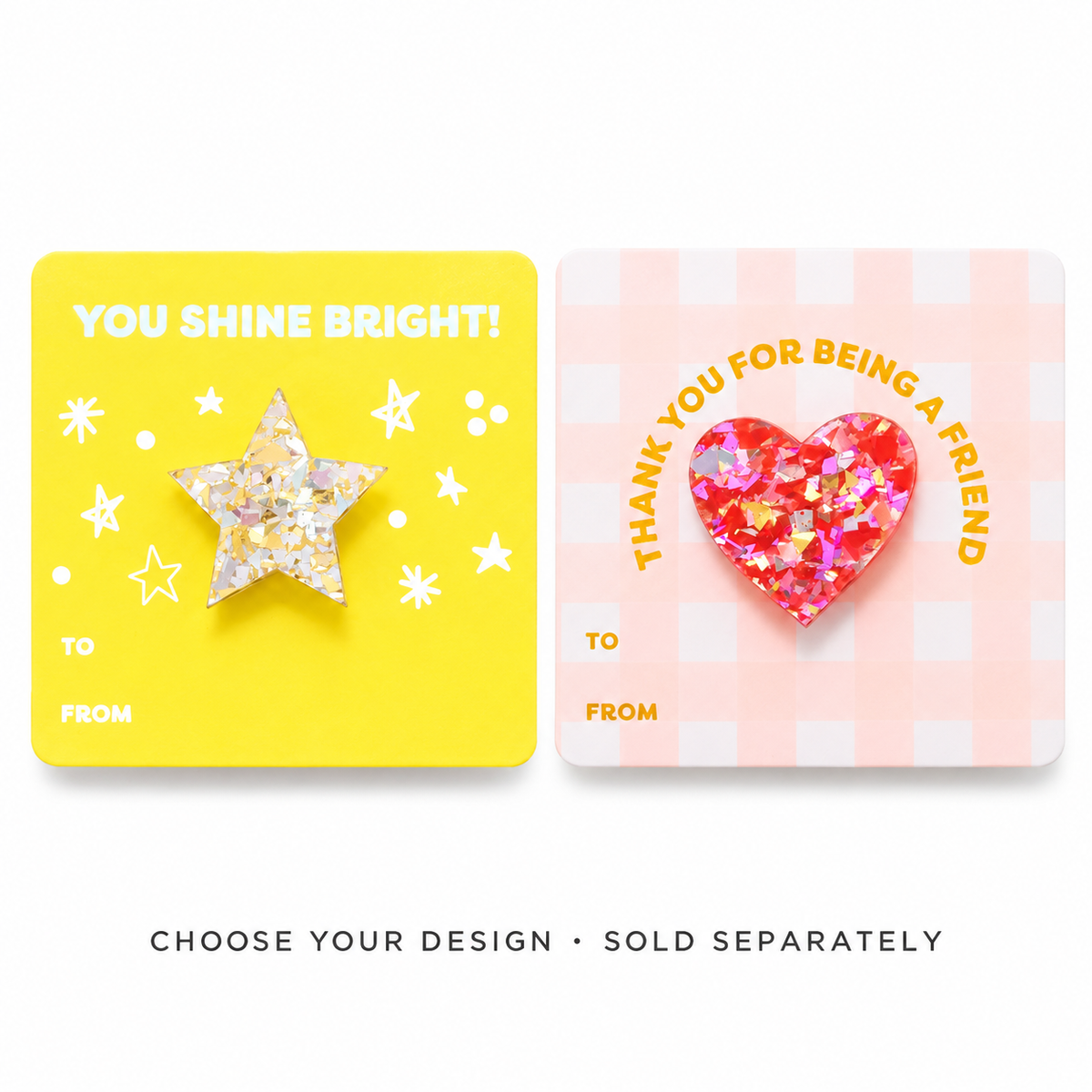 Both Taylor Elliott pin card designs. Choose your design; sold separately.