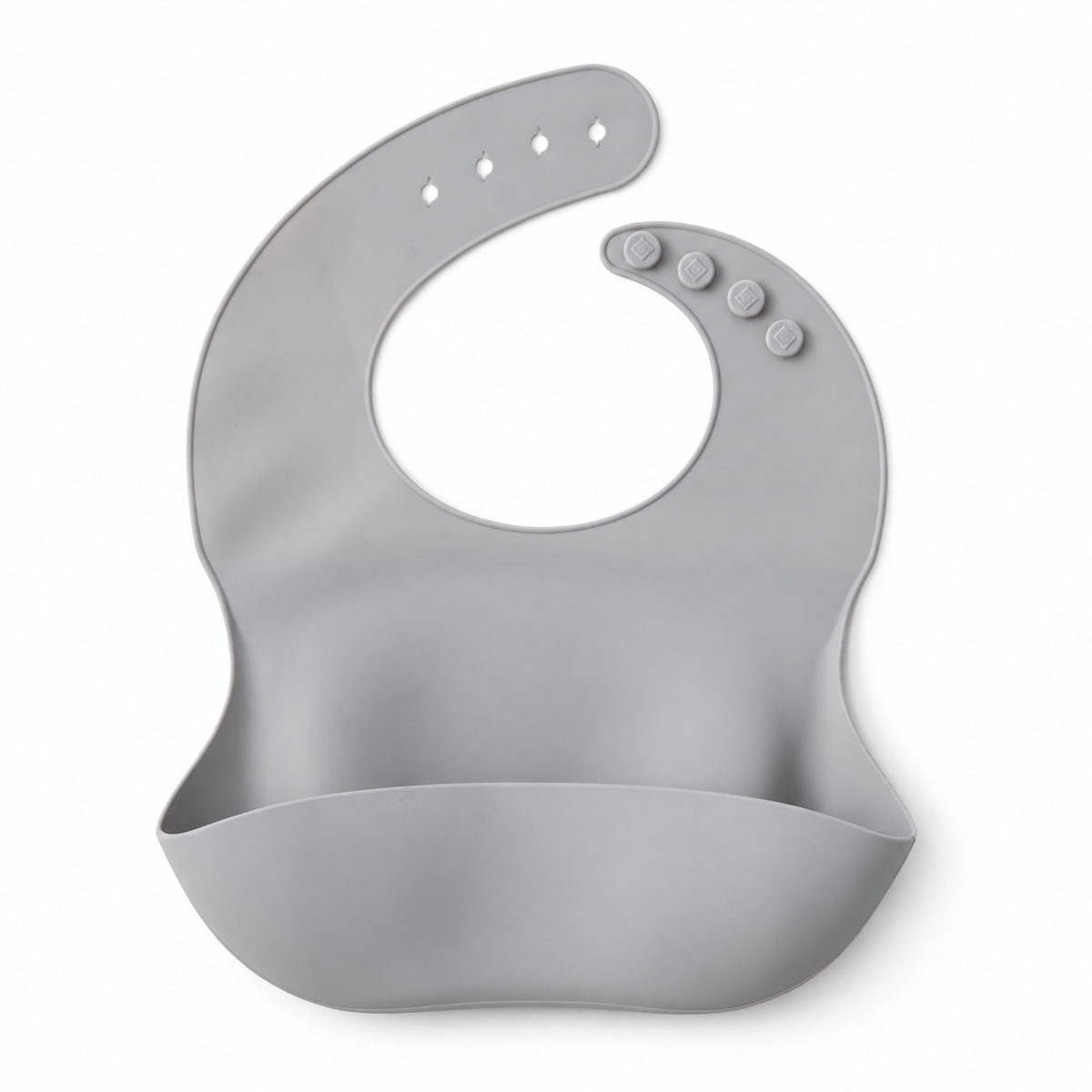 The Saturday Baby silicone bib in Sage on white, front studio view.