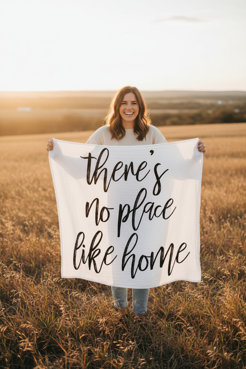 There's No Place Like Home Organic Swaddle + Wall Art | GOTS Certified Organic Cotton Muslin