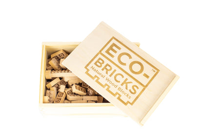 Eco-Bricks 90-piece set open wooden storage box and bricks