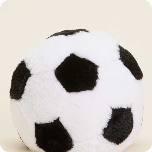 Black and white Soccer Ball Warmies plush on a neutral studio background