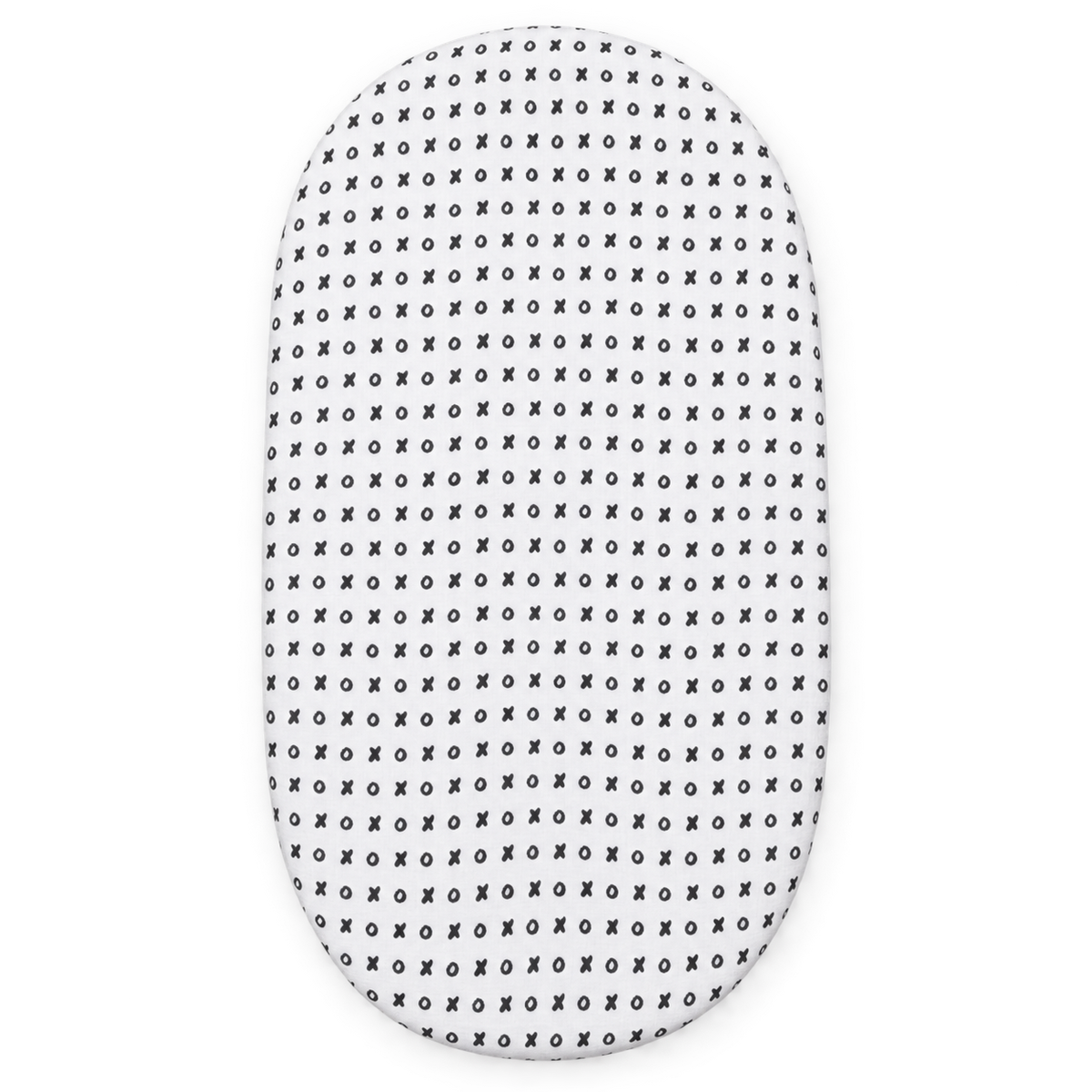 xo bassinet organic muslin cover, studio product view.