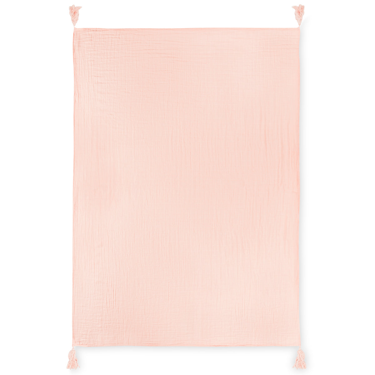 Organic Muslin XL Throw Blanket | Dusty Pink Tassels | GOTS Certified Organic Cotton Muslin