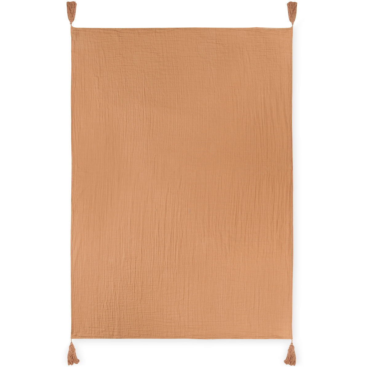 Ginger organic cotton muslin XL throw blanket shown flat