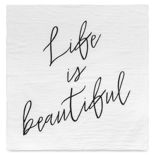 Life Is Beautiful organic muslin swaddle and wall art by Modern Burlap