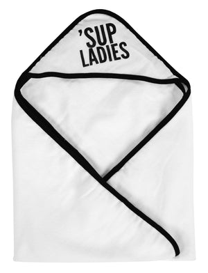 
                  
                    Load image into Gallery viewer, Organic Cotton Muslin + Terry Hooded Towel -  &amp;#39;Sup Ladies
                  
                